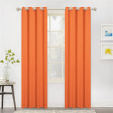 2 Pieces Plain Dyed Back Lining Eyelet Curtains - Bright Orange